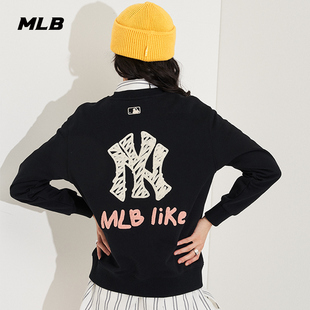 MLB 男女圆领套头卫衣情侣宽松休闲运动保暖潮春季MTEC1