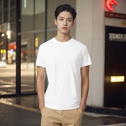 森马纯棉短袖t恤男2024夏季青少年纯色，简约半袖圆领宽松短袖
