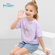2024夏装迪士尼女童甜美圆领短袖T恤 白雪公主时尚半袖体恤衫