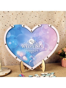 爱心浪漫创意签到板欧式简约结婚礼，婚庆布置摆台指纹树签名墙定制