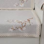 。新棉麻刺绣中式亚麻沙发垫布艺加厚坐垫子沙发巾飘窗垫