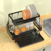 双层多功能碗碟架组装碗盘置物架筷勺餐具沥水篮厨房用品收纳整理