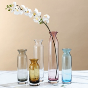 欧式创意简约翻口玻璃，花瓶客厅餐桌，插花摆件干花仿真花花瓶