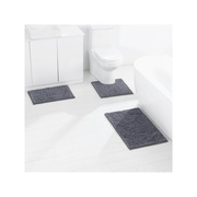 雪尼尔地垫浴室三件套吸水长毛地毯，马桶卫浴脚垫套装