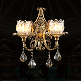 澳米双头壁灯铜灯客厅卧室餐厅双头壁灯欧式铜壁灯美式双头壁灯