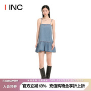 GANNI 设计师品牌IINC 24SS背带浅色牛仔短款连衣裙女