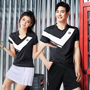 韩版速干衣羽毛球服男女，款套装时尚，短袖运动服乒乓球训练队服