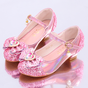 女童春秋鞋浅口公主皮鞋，儿童高跟单鞋小女孩水晶鞋，走秀洋气舞蹈鞋