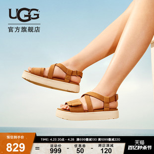 ugg夏季女士休闲舒适纯色厚底露趾魔术，贴设计时尚凉鞋1158053
