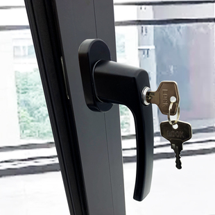 开发商阳台玻璃门锁 铝合金塑钢门锁把手 双面带保险带钥匙门把手