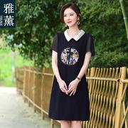 小个子洋气妈妈夏装连衣裙新中式中老年女装裙子中国风时尚母亲节