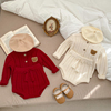 女童春装韩版婴儿春秋套装，女宝宝小熊毛衣开衫，+花苞裤分体两件套