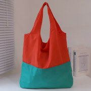 可折叠购物袋便携日本手提尼龙环保袋，超市买菜包时尚(包时尚，)撞色外贸女包