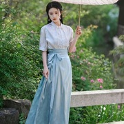 Women's short-sleeved top lace-up skirt suit短袖上衣女装裙