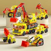 兼容乐高积木城市工程车，男孩儿童益智玩具变形货车，挖掘机拼装礼物