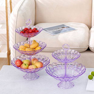 欧式多层水果盘创意零食收纳架塑料干果盒时尚糖果盘客厅茶几家用