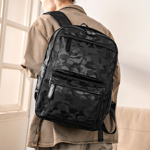 休闲男士双肩包迷彩韩版学生书包时尚潮流旅行背包电脑包潮包