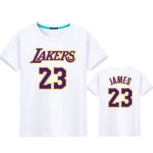 詹姆斯短袖T恤湖人队球衣23号篮球训练服6号半袖大码纯棉体恤运动