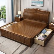 实木床现代中式1.8米简约双人，高箱储物床1.5米经济型，家用卧室婚床