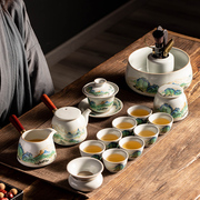 汝窑陶瓷功夫茶具套装家用办公泡茶盖碗茶杯全套高档轻奢送礼茶具