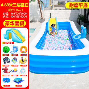 小孩游泳池家用充气水池大型滑梯海洋球池l软包儿童戏水池家用加