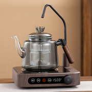 自动上水抽水电，陶炉煮茶炉器，烧水胡桃木全玻璃大容量蒸煮茶壶