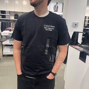 CK Calvin Klein夏季男士舒适棉质休闲三排字母圆领短袖T恤衫