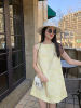 auntpanda2023原创自制款黄色，小香风背心裙娃娃，衫格纹a字连衣裙