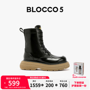 BLOCCO5马丁靴厚底机车靴中筒短靴工装靴英伦女经典潮高帮鞋
