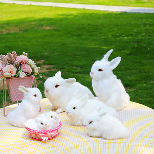 小白兔玩偶仿真兔子站立模型可爱玩偶毛绒玩具公仔摄影道具兔摆件