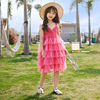 女童沙滩裙夏季三亚波西米亚小女孩蛋糕纱，海边度假儿童吊带连衣裙