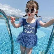 2023夏季韩版儿童蕾丝公主泳装宝宝洋气女童三角连体小女孩游泳衣
