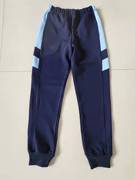 春秋夏季校服裤深蓝色，拼接上部浅蓝加蓝色，初高中小学生运动裤