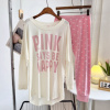 春夏pink睡衣莫代尔棉长袖，薄款外贸韩版宽松日，系家居服空调房套装