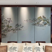 定制新中式沙发客厅山水刺绣背景墙卧室床头壁布电视护墙板硬包