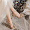 法式高跟鞋婚鞋禾秀婚纱两穿高级感水晶鞋，2024年公主水钻单鞋