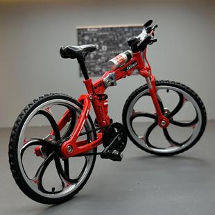 仿真1 8折叠山地自行车合金模型弯头越野滑行男孩玩具车单车摆件