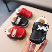 0-1周岁男宝宝学步鞋冬6防滑8软底9加绒棉鞋保暖11个月婴儿小皮鞋