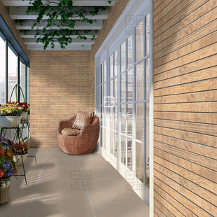 阳台瓷砖简约现代阳台墙砖，田园仿木纹，户外露台防滑地砖300x600