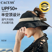 cacuss防晒帽子女春夏遮阳帽，女防紫外线大帽檐，户外空顶太阳帽