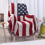 美式乡d村复古沙发巾四季通用e沙发套罩星条旗棉线毯全盖双人