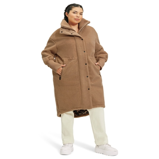UGG女士外套羊羔绒大衣长款秋冬外搭舒适保暖宽松立领大口袋百搭