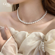施家珍珠项链女款2024轻奢小众锁骨链高级感气质颈链饰品