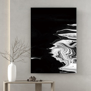 现代简约抽象黑白挂画客厅沙发背景墙铝合金装饰画大幅落地画禅意