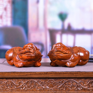 花梨木雕貔貅摆件大号，一对家居客厅，装饰品办公室摆设实木貔貅红木