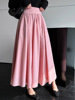 大裙摆粉色褶皱百褶裙长裙女装2024春法式高腰半身裙A字裙子