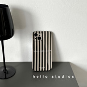 hello studios复古黑灰条纹手机壳适用iPhone15promax苹果14proMax13PRO软壳12全包13小众11