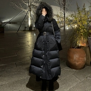 加厚大毛领长款羽绒棉服女2023秋冬季收腰显瘦韩版设计感外套