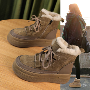 厚底增高雪地靴女冬季2024年加绒保暖马丁短靴防水防滑棉鞋子