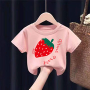 童装儿童草莓t恤女童，可爱短袖洋气中大童，上衣卡通女孩打底衫